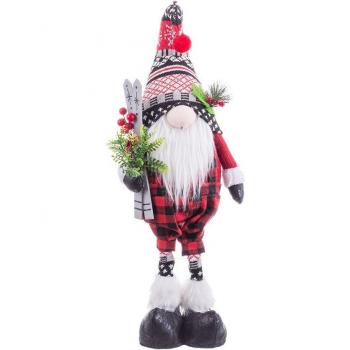 Papá Noel de pie tejido decorativo de tela roja de 59 cm