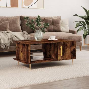 Mesa de centro vidaXL madera contrachapada 90x50x40 cm Blanco, Negro, Blanco brillante - Mesita de Salón o Comedor o Auxiliar Mesa de Café Meuble Salón