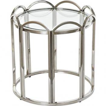 Mesita auxiliar metal cristal plateado 52x52x55