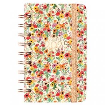 Agenda Finocam YOU 2025 Floral, 7,9 x 12,7 cm, espiral doble, semana vista horizontal, multicolor y multilingüe