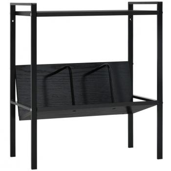 Estantería de 2 niveles negra de madera multicapa, dimensiones 52x28x59 cm