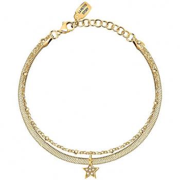 Pulsera Familiar de Acero Dorado La Petite Story con Cristales y Ajustable 16+3 cm