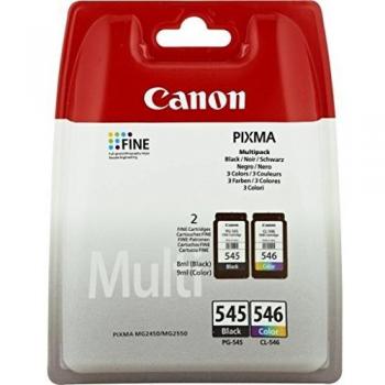 Canon PG-545XL+CL-546XL Valuepack tinta BK XL+Tricolor XL Impr. Inyeccion tinta PiXMA MG2150-2155-2250-2255-3150/55-3250/55-3550-4150-4250-MX375-395-435-455-475-515-525-535S-TS5150-5151