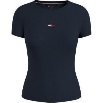 Camiseta Slim Rib de Manga Corta para Mujer en Color Marino de Tommy Jeans