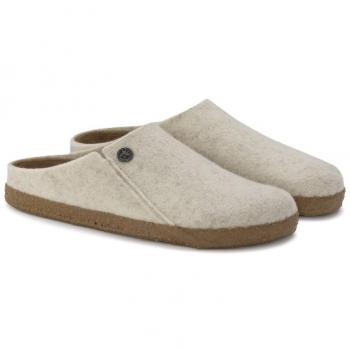 Pantuflas Birkenstock Zermatt Ecru con plantilla estándar de fieltro de lana para hombre y mujer