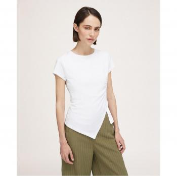 Camiseta Asimétrica de Algodón y Elastano con Abertura para Mujer de Motivi