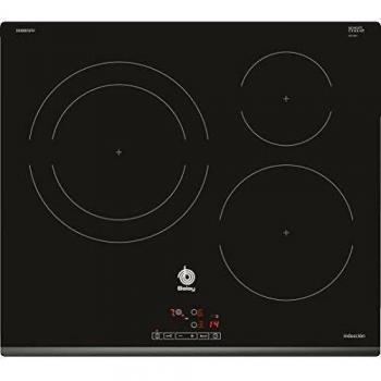 Balay 3EB865FR - Placa de inducción de 60 cm de ancho, bisel delantero, 3 zonas de inducción, zona 28 cm biselada, control táctil, color negro