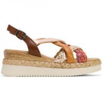 Sandalias Porronet Flavia de cuña de cuero en color marrón