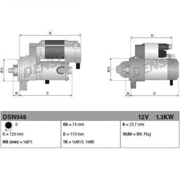 Motor de arranque DENSO DSN948 con características de alta eficiencia, diseño compacto, sistema de arranque rápido y durabilidad mejorada