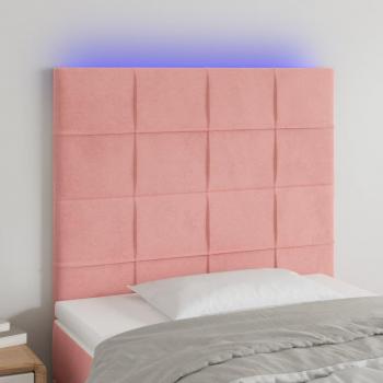 Cabecero LED Rosa 100x5x118/128 cm en Terciopelo con luces LED