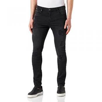 Urban Classics Heavy Destroyed Slim Fit Jeans - Real Black Heavy Washed