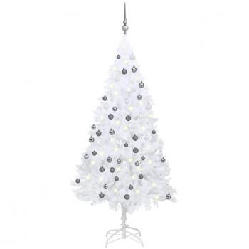vidaXL Artificial Pre-lit Christmas Tree with Ball Set White 180 cm PVC