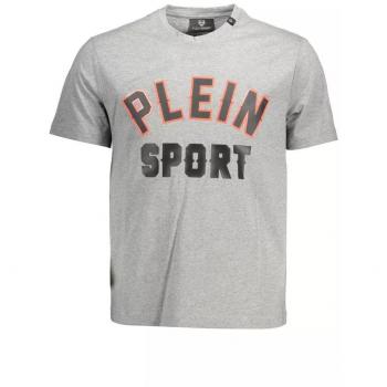 Plein Sport Gray Cotton T-Shirt - Size Small