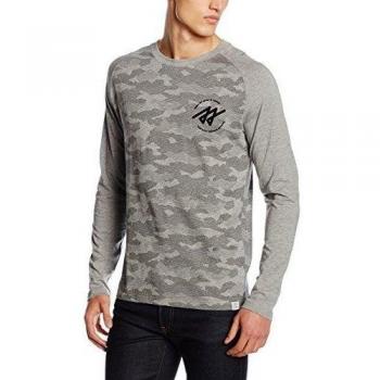 JACK & JONES JCOFRANK TEE LS CREWNECK, Camisa Manga Larga Hombre, Gris