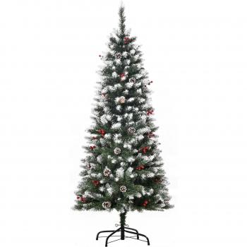Árbol de Navidad Artificial de 150cm con Ramas, Bayas y Piñas