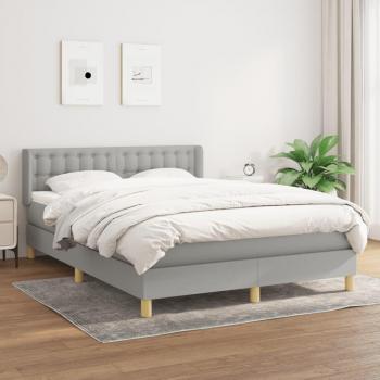 Cama Box Spring con Colchón de Tela Gris Claro 140x200 cm