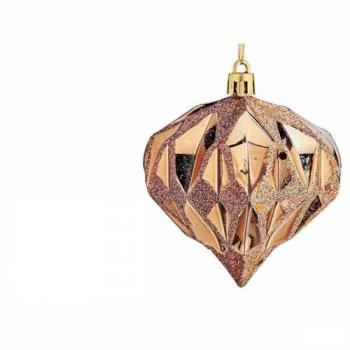 Set de Bolas de Navidad Diamante Marrón Plástico 8 x 9 x 8 cm (12 Unidades)
