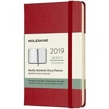 Moleskine DHF212WN2Y19 - Libreta semanal 12m de bolsillo tapa dura, color rojo escarlata