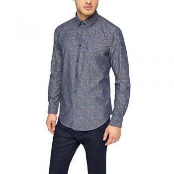Esprit 105EO2F008 AOP CHAMBR LS - Camisa para hombre, color azul oscuro, cuello: 39 cm