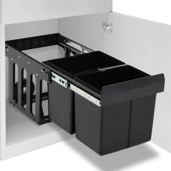 Cubo de Basura Extraíble en Armario de Cocina con Cierre Suave, Dimensiones 48 x 34.3 x 35.1 cm/36 L y 51.8 x 34 x 41.3 cm