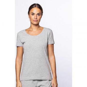Camiseta de pijama de mujer Punto Blanco Basix de algodón elástico con manga corta en color gris claro, talla M