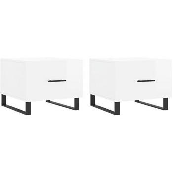 Mesa de centro 2 uds madera ingeniería blanco brillo 50x50x40cm