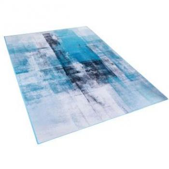 Alfombra moderna azul multicolor 140 x 200 cm con impresión 3D y pelo corto estilo Trabzon