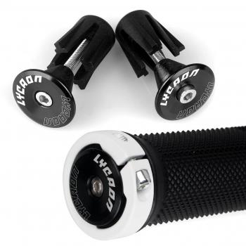 LYCAON Puños de Manillar de Bicicleta, Agarre de Agarre de Bicicleta de Goma Antideslizante con Cerradura de Aluminio, con Dos Tapas de Manillar de Goma de Esponja de Aluminio