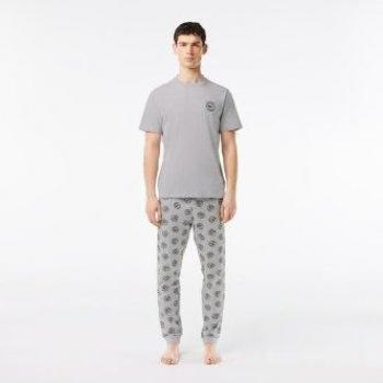 Conjunto de pijama de punto elástico gris para hombre Lacoste