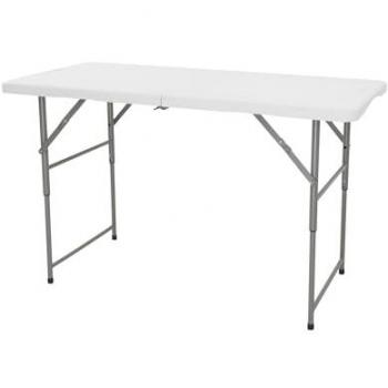 Mesa Plegable Multifuncional Regulable 122x60cm con Asa de Transporte y Altura Ajustable 50-74cm