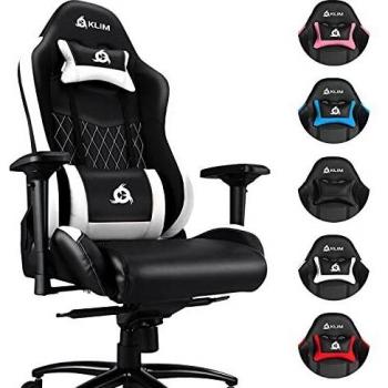 Silla Gaming Ergonomica KLIM eSports Negra/Blanca de Piel Sintética