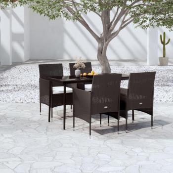 5-Piece Black Garden Dining Set with Cushions