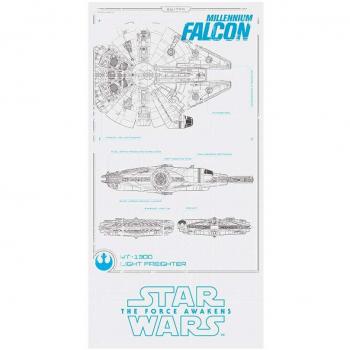 Star Wars Ep7 Halcon Milenario Planos Poster de Vidrio 50X25 Cm