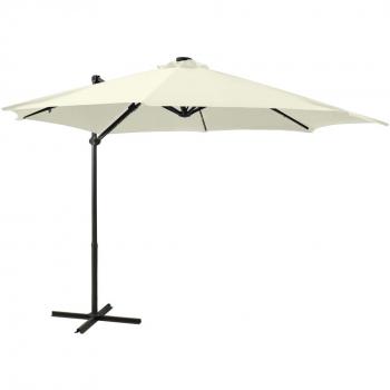 Sombrilla voladiza con poste y luces LED 300 cm Color Arena, Verde, Antracita