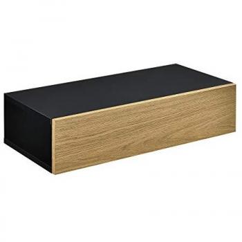 Estante de Pared con Cajón 50 x 24 x 12 cm Negro y Madera