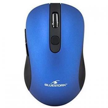 Bluestork Office 60 WL Mouse Ambidextrous RF Wireless + Bluetooth Optical 1600 DPI, 2.4 GHz, Compatible with Windows and Mac, Includes 2 AAA Batteries, Blue
