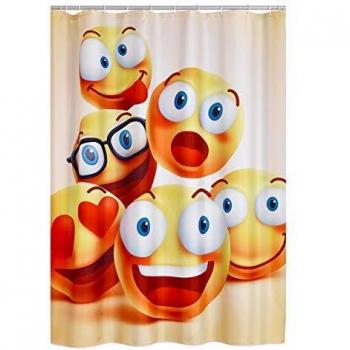 Cortina de Ducha Sonrisa Multicolor 180x200 cm Poliéster