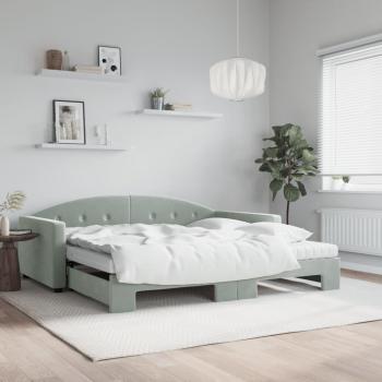 Sofá Cama Nido Extraíble de Terciopelo Gris Claro 100x200 cm