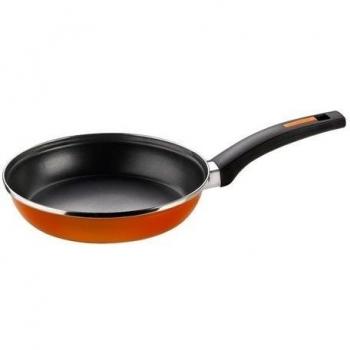 Monix Mandarina - Sartén 24 cm de acero esmaltado naranja con antiadherente Teflon® Classic.