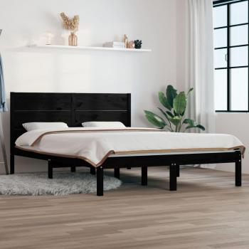 Cama de madera maciza de pino gris redonda negra 120x200 cm