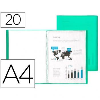 Carpeta Liderpapel Escaparate 20 Fundas Polipropileno DIN A4 Verde Translúcido