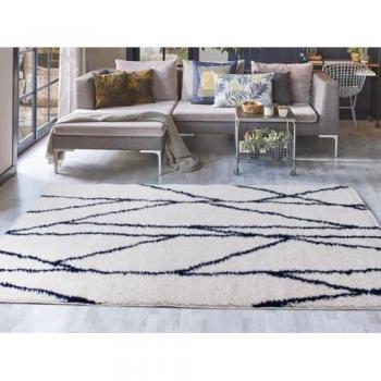 Alfombra Shaggy Beréber 160 x 230 cm Blanco y Negro BARDIO