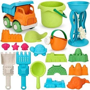 Vanplay Juguetes de Playa para Niños 19 Piezas Material de Paja de Trigo con Bolsa de Malla Juegos de Playa