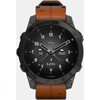 Smartwatch Garmin Epix Gen 2 Zafiro Negro Titanio Castaño