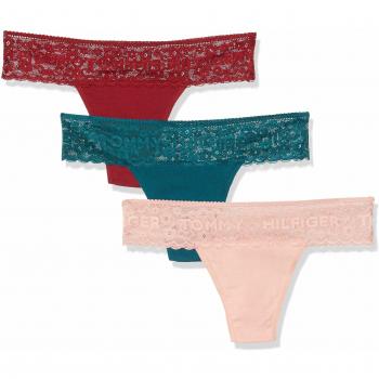 Tommy Hilfiger 3P Thong, Braguita para Mujer, Multicolor