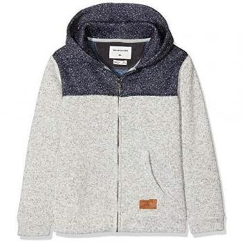 Quiksilver Keller Block - Sudadera con Capucha Y Cremallera con Interior Polar para Chicos 8-16 Sudadera con Capucha Y Cremallera con Interior Polar, Niños, Light Grey Heather, M/12