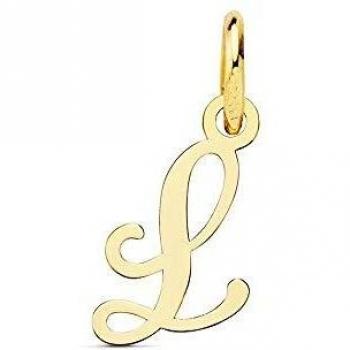 Colgante oro 18k letra inglesa L mayúscula 14mm. lisa calada