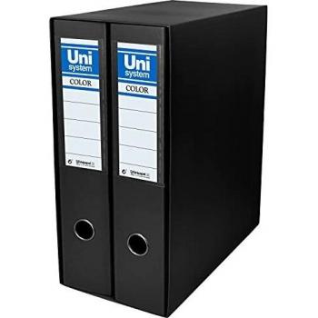 Unisystem 92329. Módulo de 2 Archivadores de Palanca 65mm, Color Negro, Formato A4