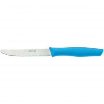 Arcos Serie Nova, Cuchillo Mesa, Hoja Serrada de Acero Inoxidable de 110 mm, Mango de Polipropileno Color Azul