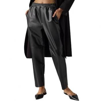Pantalón Térmico Ancho Efecto Piel Negro Ysabel Mora
